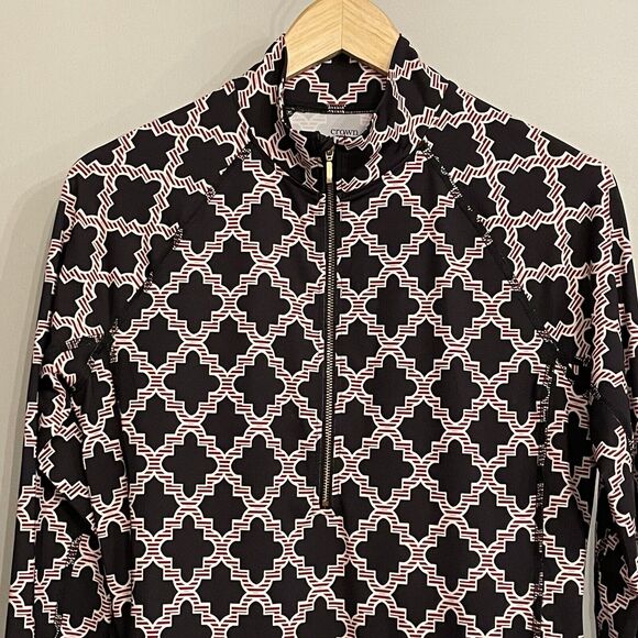 Crown & Ivy Top Performance Mock Neck Half Zip Active Pullover Thumbholes Size S - Picture 2 of 8